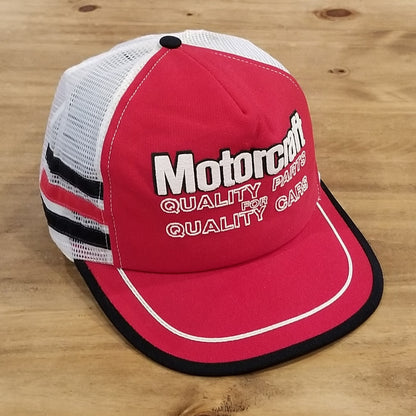 Vintage Motocraft Hat Snapback 3 Stripe Trucker Red 70s 80s Quality Parts Cars