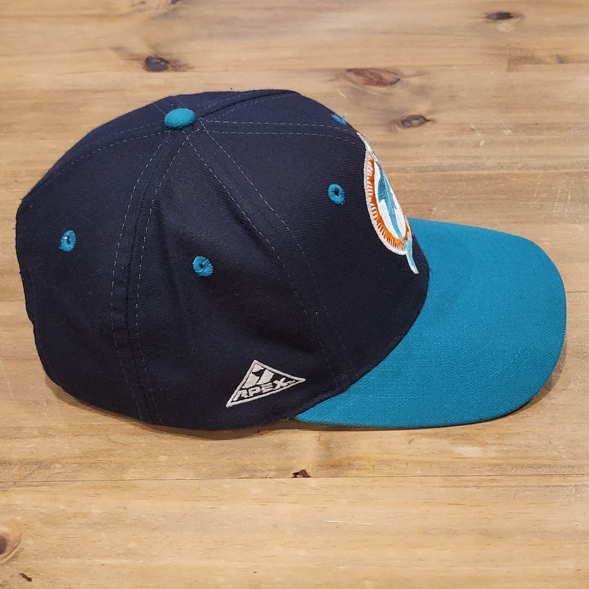 Vintage Miami Dolphins Apex One Snapback Hat Black Wool NFL 90s