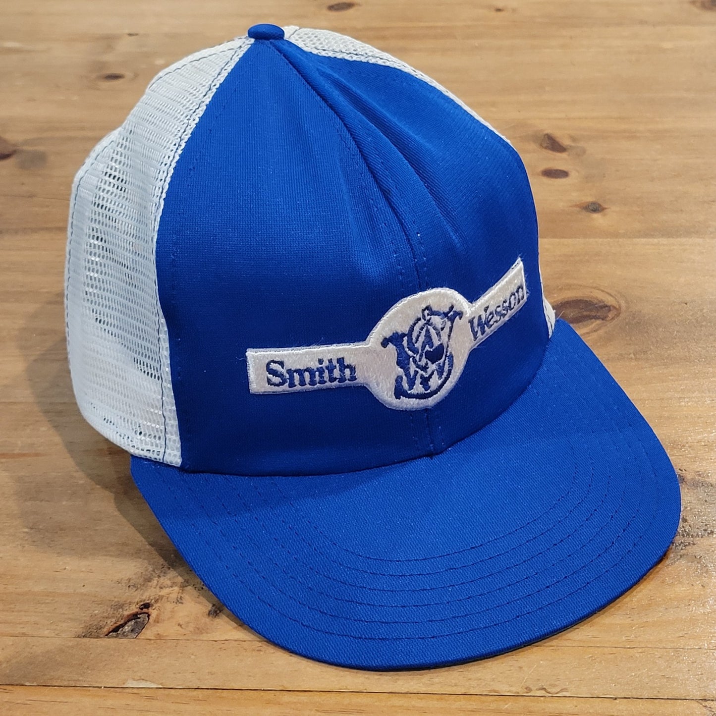 Vintage Smith & Wesson Hat Snapback Trucker 70s 80s One Size Blue Adjustable
