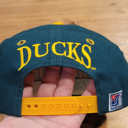 Vintage Oregon Ducks Hat The Game Wool Arch Spell Out Snapback Green 90s