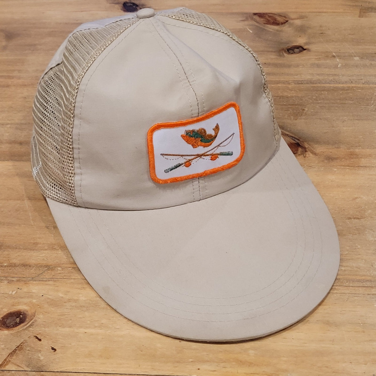 Vintage Fishing Hat Cap Snapback Fly Fishing Bass Long Wide Bill 80s 90s Patch