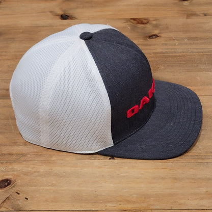 Oakley Hat Cap Snapback Gray White Red Spell Out 110 Flex Adjustable