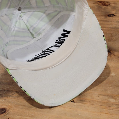 Vintage Wild Thyme Hat Snapback Green White Zebra Tiger Stripe 80s 90s Made USA