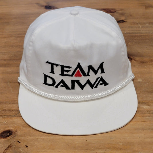 Vintage Team Daiwa Hat Snapback 80s 90s Fishing Reel White Rope One Size