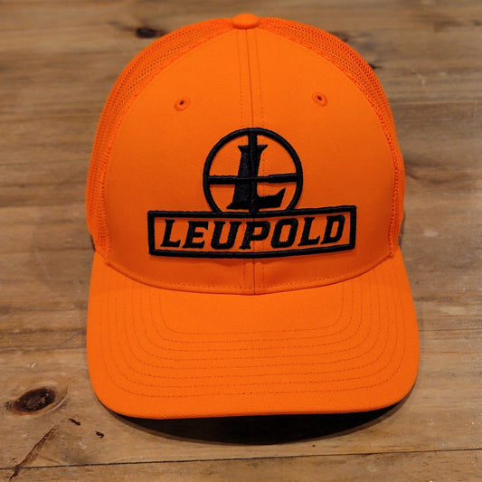 Leupold Hat Snapback Trucker Mesh Scope Hunting One Size Adjustable Blaze Orange