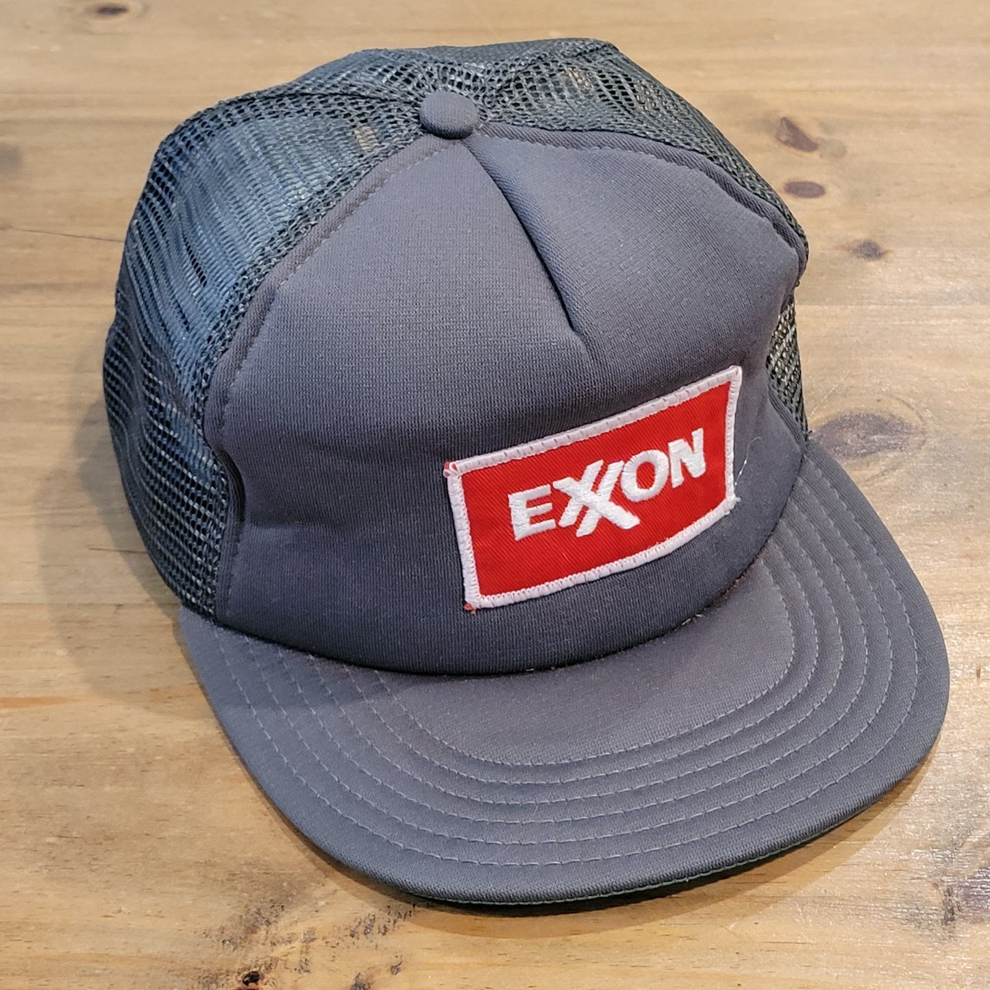 Vintage Exxon Oil Gas Trucker Hat Snapback Gray Mesh 80s 90s One Size Made USA