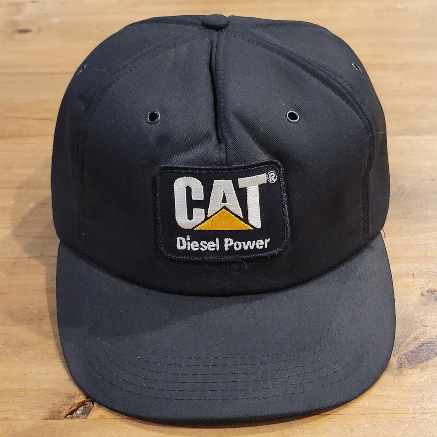 Vintage CAT Diesel Power Hat Trucker Black Patch 80s 90s Full Foam Made USA
