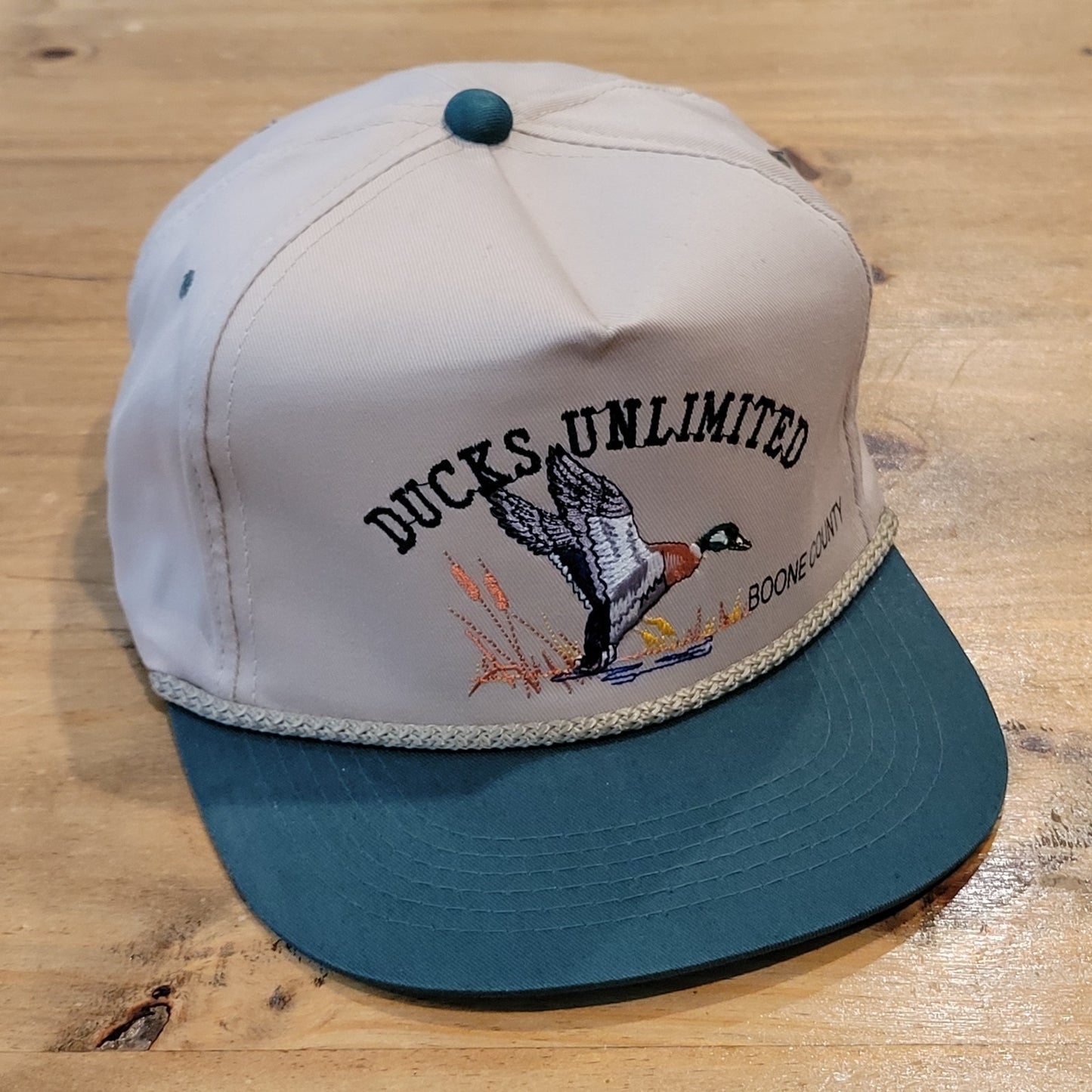 Vintage Ducks Unlimited Hat Snapback Brown Green Embroidered DU Boone County