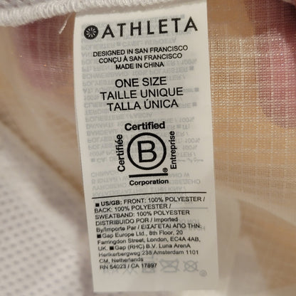 Athleta Hat Snapback Mesh Back One Size White Spell Out Logo Active