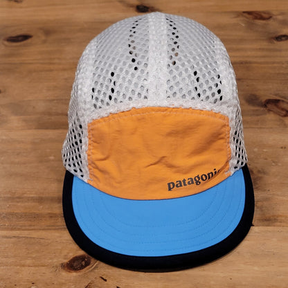 Patagonia Duckbill Cap Hat Mesh 5-Panel Runner Trail Running Mango Orange Blue