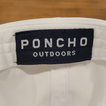 Poncho Outdoors Hat Snapback White Fly Fishing USA Patch One Size Rope Fish