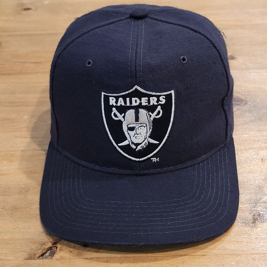 Vintage Oakland Raiders Hat New Era 90s Size 7 1/4 Black Wool Pro Model Korea
