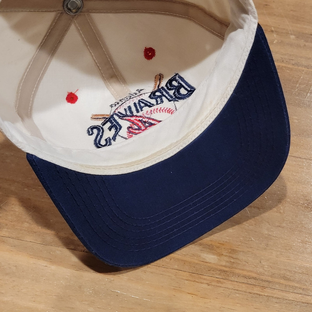 Vintage Atlanta Braves Hat Adjustable Rope 90s MLB Baseball Apparel #1