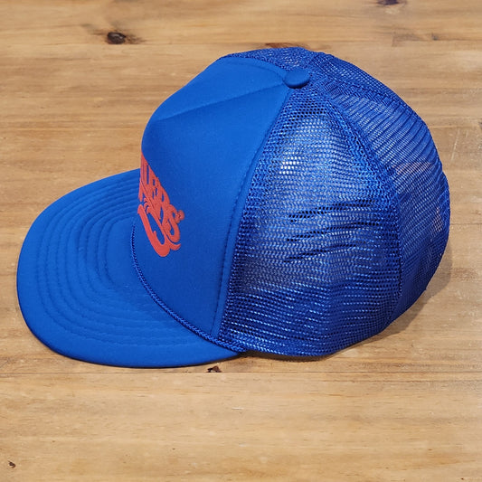 Vintage Rattlers' Hat Snapback Trucker 80s 90s Blue Red Spell Out