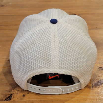 Vintage Nike Basketball Hat Cap Snapback Mesh Swoosh White Blue One Size