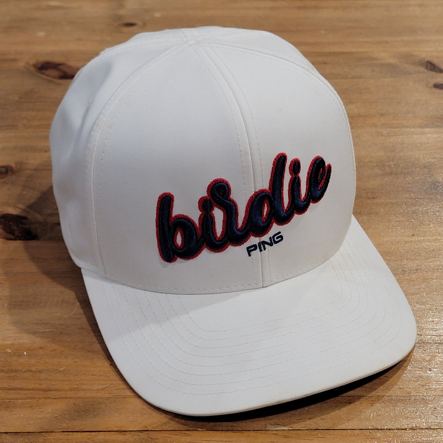 Ping Hat Snapback White Birdie Spell Out Logo One Size Adjustable