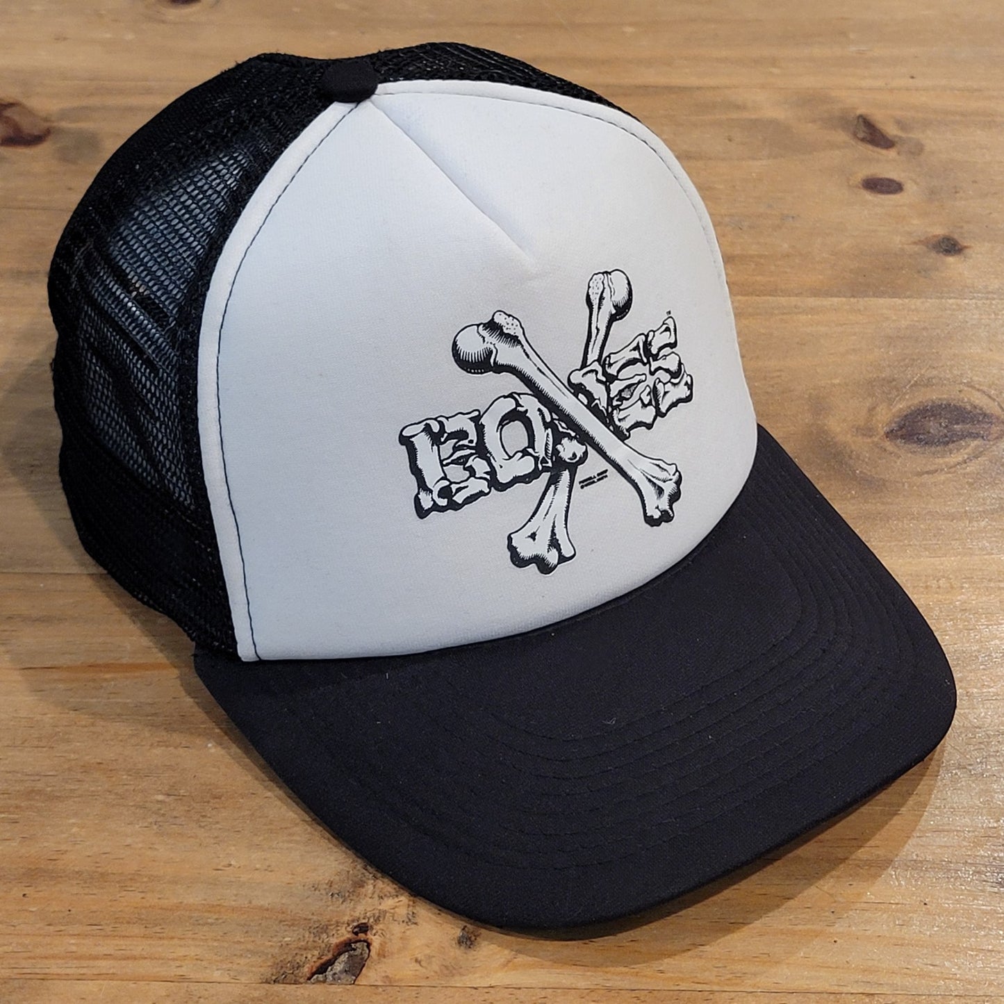 Powell Peralta Cross Bones Trucker Cap Snapback Skater Skateboarding Black White