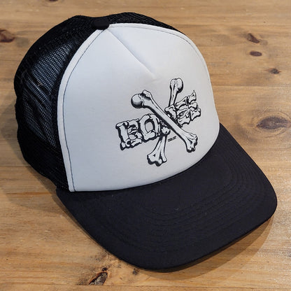 Powell Peralta Cross Bones Trucker Cap Snapback Skater Skateboarding Black White