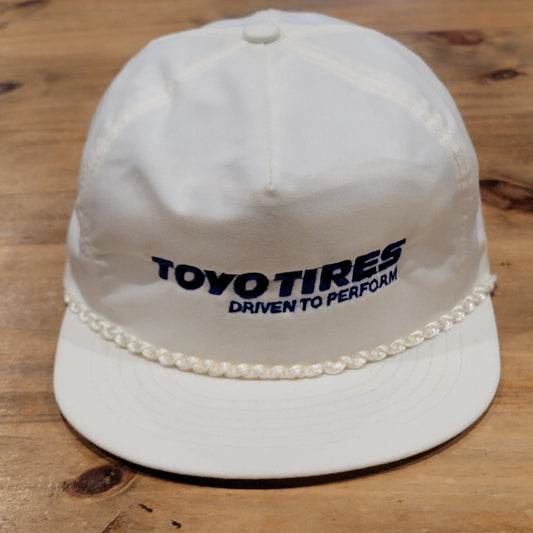 Vintage Toyo Tires Hat Snapback White Rope Driven to Perform Racing Car Made USA