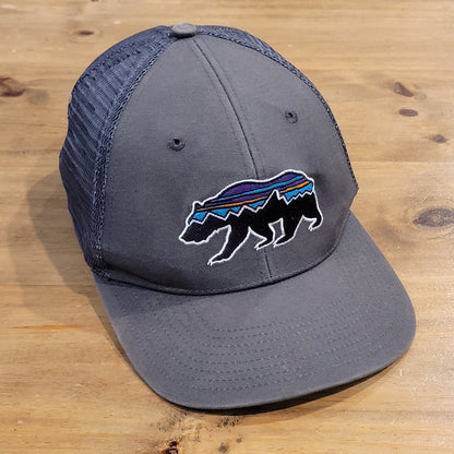 Patagonia Hat Cap Snapback Bear Grizzly Trucker One Size Trucker Gray