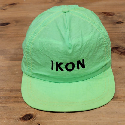 Vintage IKON Office Solutions Hat Strap Back Nylon 80s Green Neon One Size