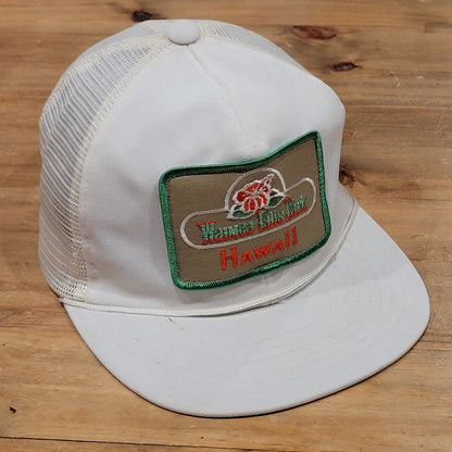 Vintage Waimea Falls Park Hawaii Trucker Hat Snapback White Patch 80s