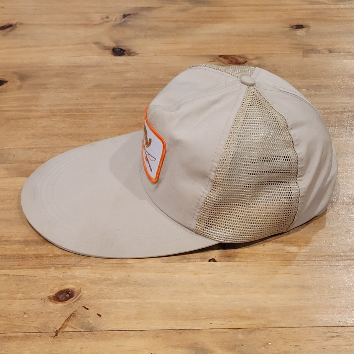 Vintage Fishing Hat Cap Snapback Fly Fishing Bass Long Wide Bill 80s 90s Patch
