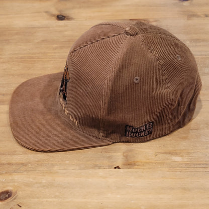 Mucker Bucket Corduroy Hat Snapback Brown Dog Hunting Duck Embroidered