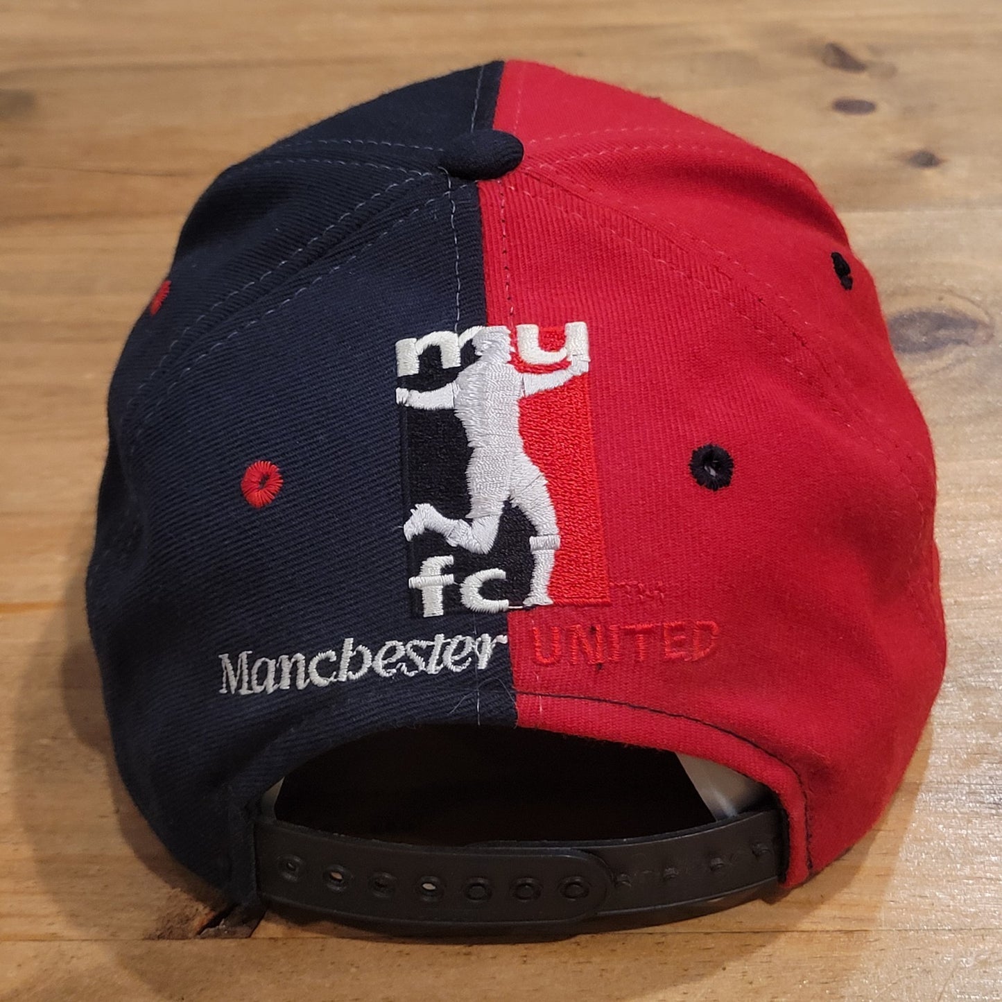 Vintage Machester United Hat Snapback Black Red FC Split Man UTD 90s Wool Blend