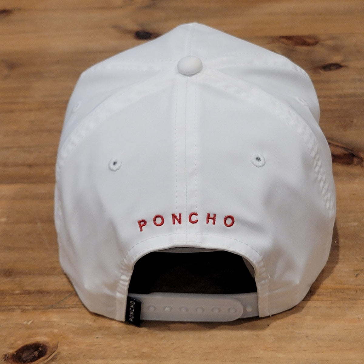 Poncho Outdoors Hat Snapback White Fly Fishing USA Patch One Size Rope Fish