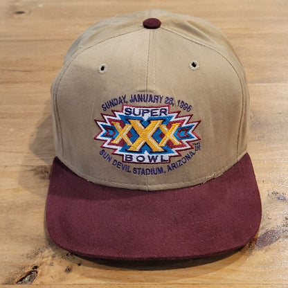 Vintage Super Bowl XXX Hat Strap Back Brown Red One Size New Era Dallas Cowboys