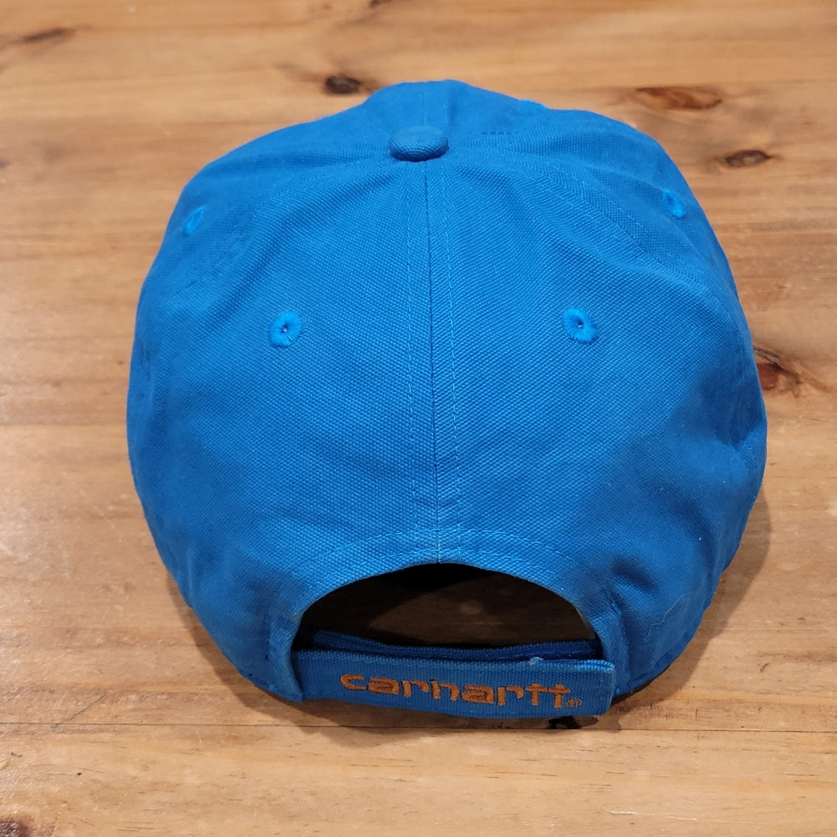 Carhartt Hat Cap Strap Back Blue One Size Leather Patch Adjustable