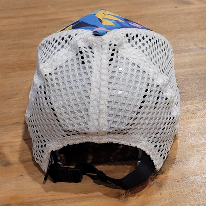 Patagonia Duckbill Trucker Hat Hawaiian Aloha Floral Mesh Run Surf Cap OSFM Blue