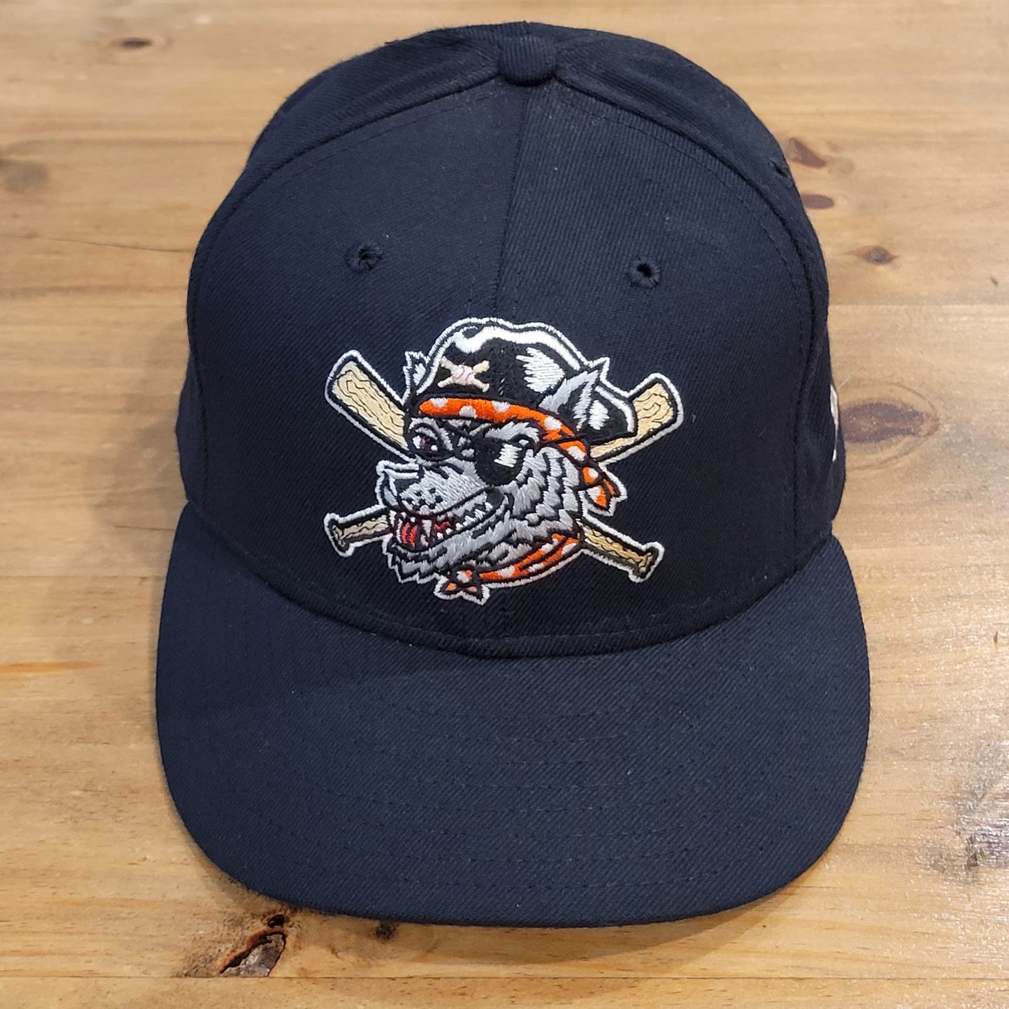 Vintage Erie SeaWolves pirate wolf logo Hat New Era Size 7 3/8 Wool 59Fifty MiLB