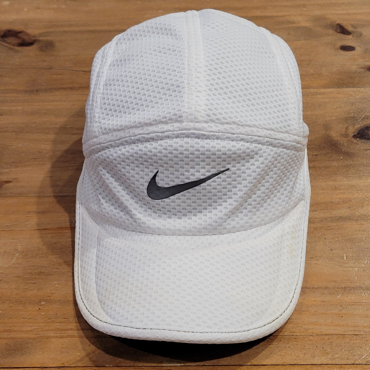 Vintage Nike Daybreak 5 Panel Hat Strap Back White Mesh Running Y2K