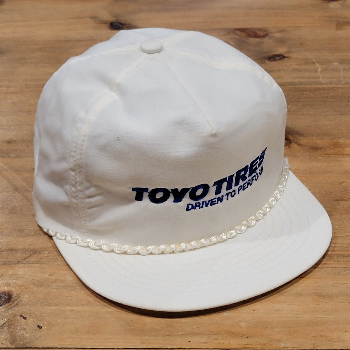 Vintage Toyo Tires Hat Snapback White Rope Driven to Perform Racing Car Made USA