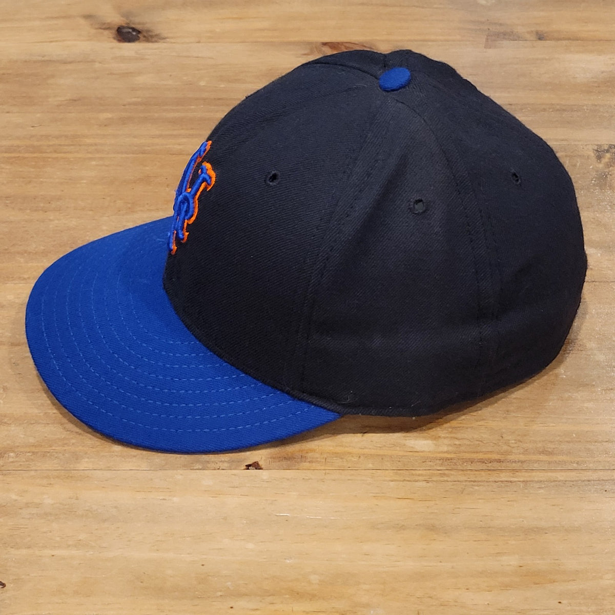 Vintage New York Mets Hat New Era Sz 7 1/2 5950 Authentic Black Wool USA Fitted