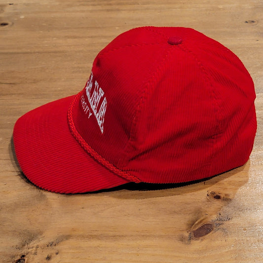 Vintage Indiana Hoosiers Corduroy Hat Cap Snapback 90s Red Rope Adjustable