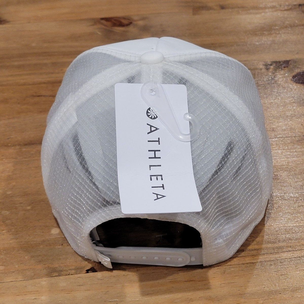 Athleta Hat Snapback Mesh Back One Size White Spell Out Logo Active
