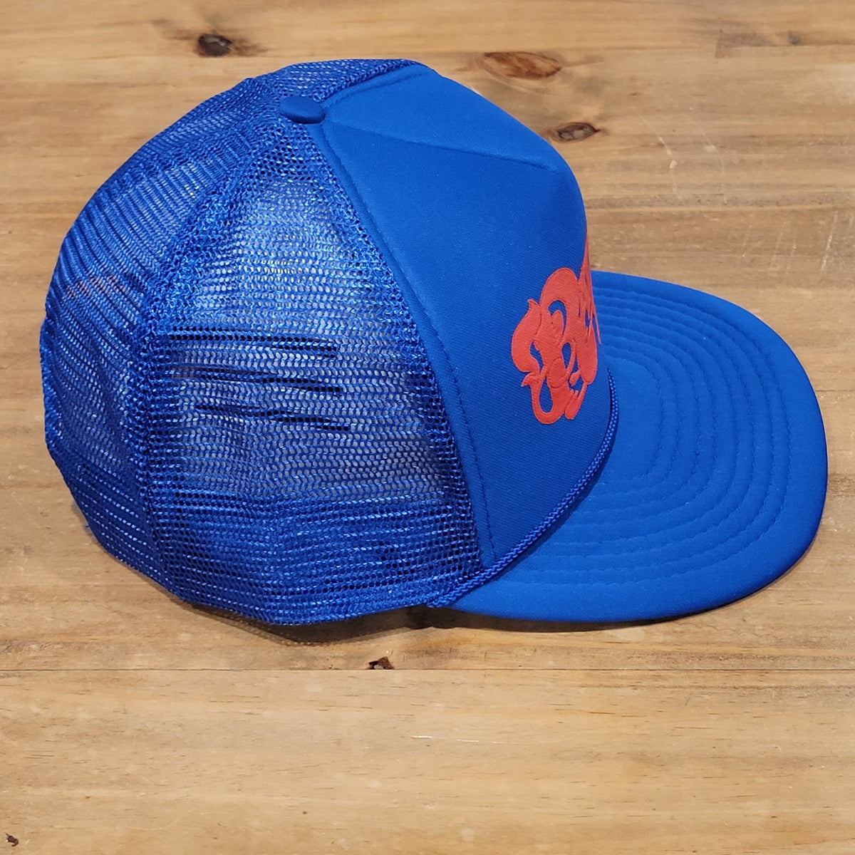 Vintage Rattlers' Hat Snapback Trucker 80s 90s Blue Red Spell Out