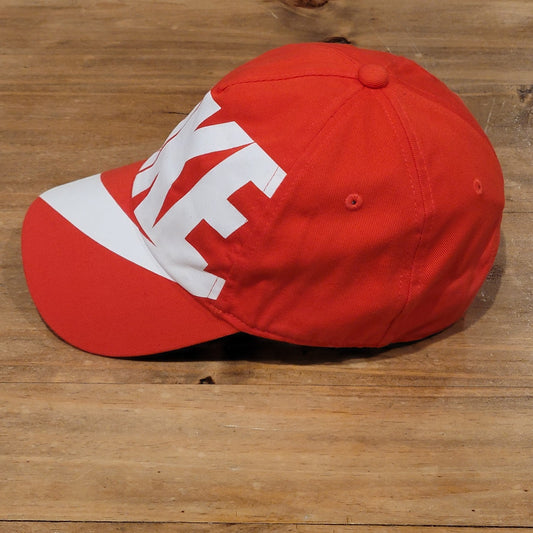 Nike Hat Cap Snapback Orange White Big Logo Spell Out Swoosh One Size Heritage86