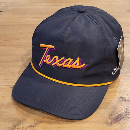 Bad Birdie Texas Hat Snapback Black Rope Script State Spell Out One Size Golf
