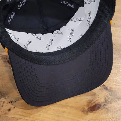 Bad Birdie Texas Hat Snapback Black Rope Script State Spell Out One Size Golf