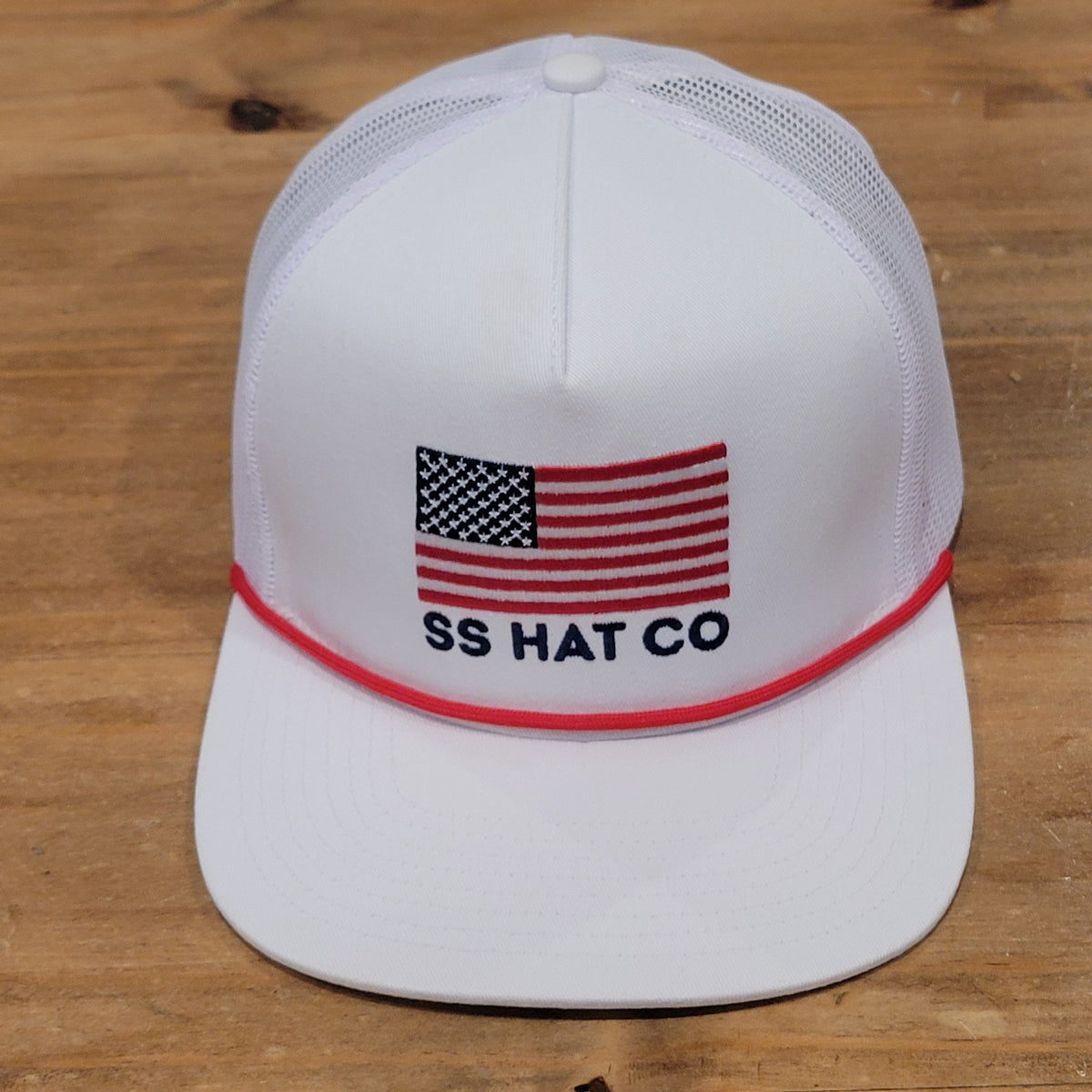 Southern String Hat Co Snapback White Flag USA Logo Rope Trucker One Size