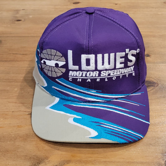 Vintage Lowe's Motor Speedway Hat Charlotte Purple Wave Splash NASCAR One Size