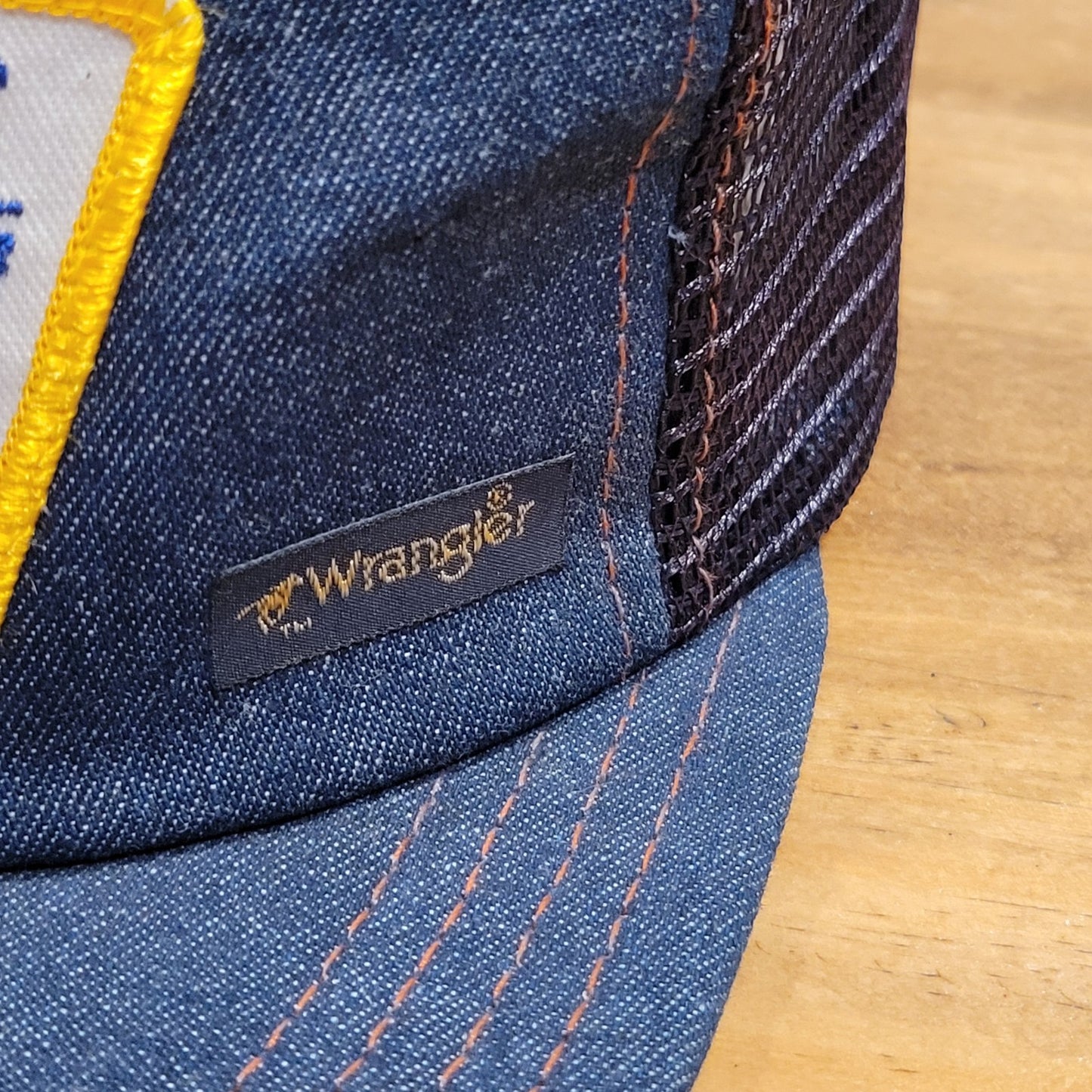 Vintage Dale Earnhardt Wrangler Denim Patch Trucker Hat AJD NASCAR Race 80s
