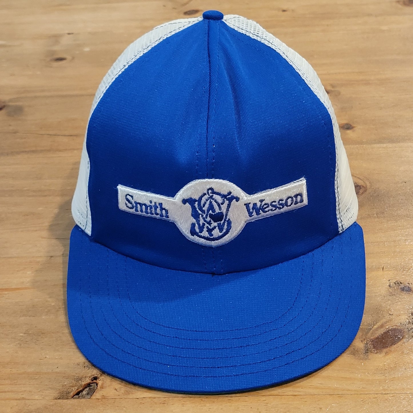 Vintage Smith & Wesson Hat Snapback Trucker 70s 80s One Size Blue Adjustable