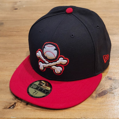 El Paso Chihuahuas Crossbones Hat New Era 7 3/8 Fitted Black MiLB Baseball Wool