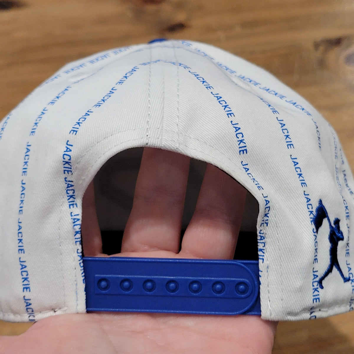 Baseballism Jackie Robinson #42 White Blue Spell Out Pinstripe Snapback