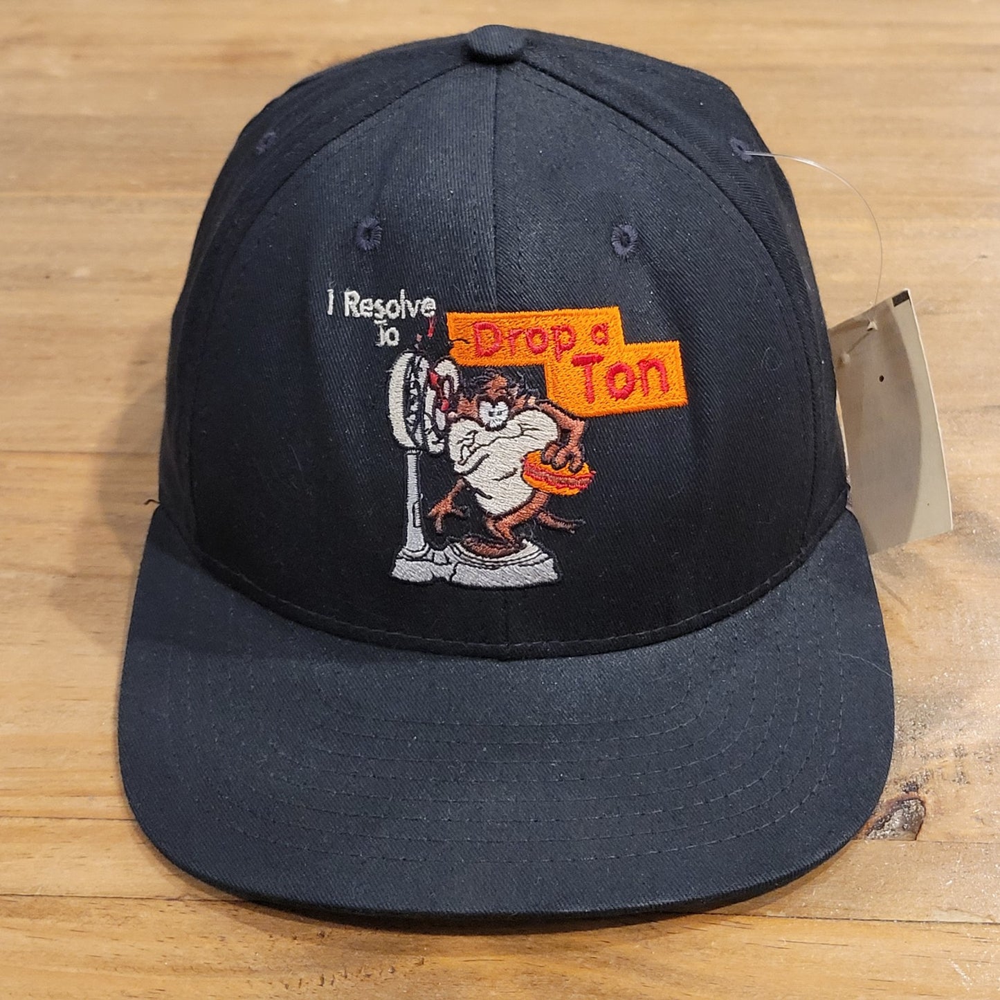 Vintage Taz Hat Snapback Black Drop a Ton Weight Funny Tasmanian Devil 1996 NOS